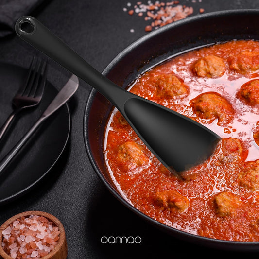 Silicone Kitchen Utensils Set,Utensils Sets for Cooking,Dishwasher Safe | Seamless Spatula Set,Nonstick Cookware, BPA-Free,Heat Resistant up to 600°F, Housewarming Gift,Black