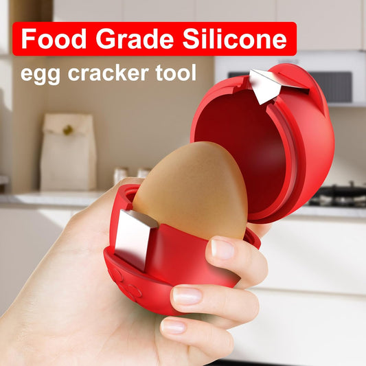 Egg Cracker, Silicone Egg Shell Opener, Cute Egg Shaped Design, Opens Eggs with Ease, A Little Happiness Boost for Your Kitchen. (Color: Red, 1-Pack)
