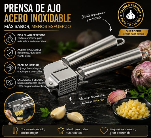 Premium Stainless Steel Garlic Press – Easy Garlic Mincer & Crusher