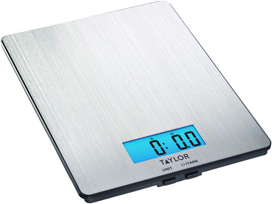11lb Stainless Steel Digital Kitchen Scale, Ultra-Thin, Silver