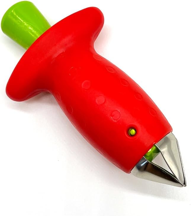2 Pack of Strawberry Huller Stem Remover Tomato Pineapple Corer Kitchen Gadget for Fruit and Vegetable(Red with Green Head)