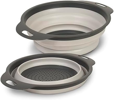 Glad Collapsible Colander Strainer - 2L | Small Pasta Drainer for Kitchen, Vegetables, and Fruit | Round Plastic Foldable Draining Basket for Easy Storage