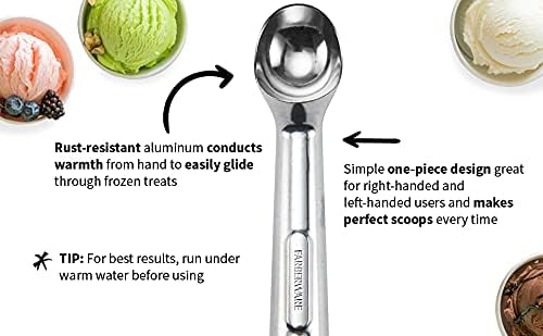 Farberware Professional Ice Cream Scoop, Comfortable Handle, Heavy Duty, Professional Grade Scooper, Get Perfect Shape Scoops, Great for Spooning Frozen Hard Gelato and Sorbet, Cookie Dough, Melon