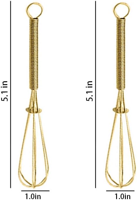 Stainless Steel Mini Whisk 2 Pcs, Small Wire Whisks Set with Wooden Handle, Kitchen Egg Beater Mini Hand Mixer for Cooking, 7.8inch