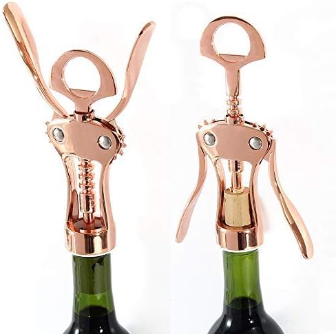Wing Corkscrew, Wine Opener, Bottle Cap Opener, Steel, Copper Color