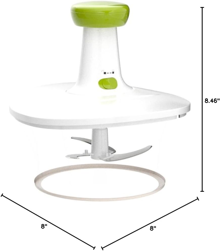 Brieftons Express Manual Food Chopper: 2-Cup, Hand Chopper Vegetable Cutter to Chop Veggies, Fruits, Herbs, Garlic Onion Chopper for Salsa, Salad, Pesto, Hummus, Guacamole, Coleslaw, Indian Cooking