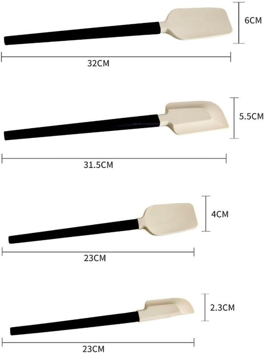 Cream Spatula Soft Baking Tools Portable Baking Scraper Cake Mixer Long Handle Pastry Blenders (black-S-Flat Head)