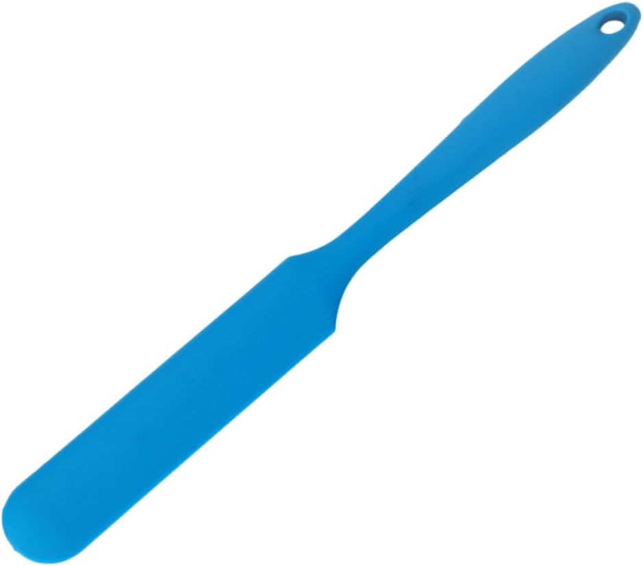 TEHAUX 4 Pcs Blue Silicone Scraper with Long Integrated Handle Flat Spatula for Butter Blending and Cake Baking High Hardness Wear-resistant Mixing Tools for Frosting and Pastry
