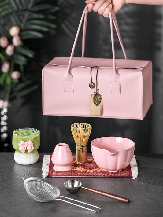 Matcha Whisk Set – Premium 7-Piece Traditional Matcha Set with Bamboo Whisk, Matcha Cup, Sifter & P Leather Case – Complete Tea Accessories & Gift Set