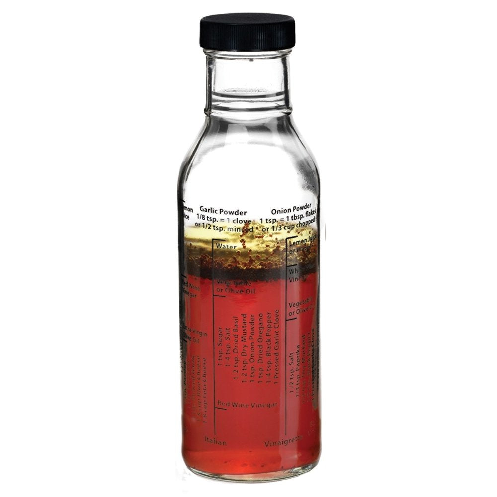 Kolder Salad Dressing Mixer Bottle with 8 Classic Recipes, Glass, 13-Ounce Capacity