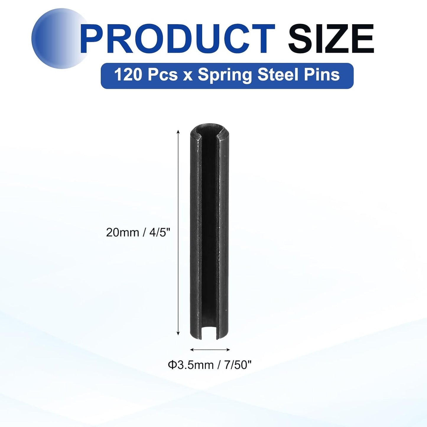 25Pcs Slotted Split Roll Pins 1/2 Inch(12mm) Dia. 1-2/5 Inch(35mm) Length 65Mn Steel Spring Tension Expansion Dowels for Secure Fastening, Black - Colors B