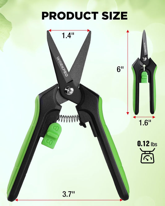 6-Inch Garden Pruning Shears | High-Carbon Steel Gardening Scissors, Spring-Loaded Nonstick Pruning Shears with Safety Lock for Fruit & Vegetable Picking