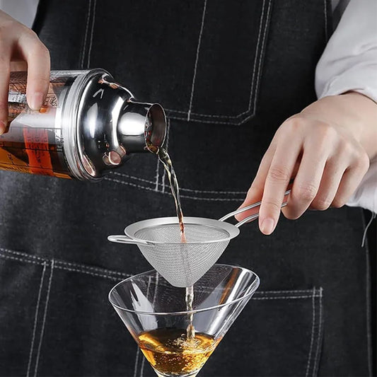 Fine Mesh Cocktail Strainer Set, 2 Pack with Muddler | Bar shaker filtering, tea coffee juice use, fits 3.35 in openings, catches ice shards, herbs, pulp, grounds