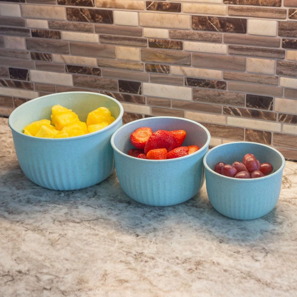 Bowls with Lids, Beige, Set of 3, 7”/5.5”/4.25”