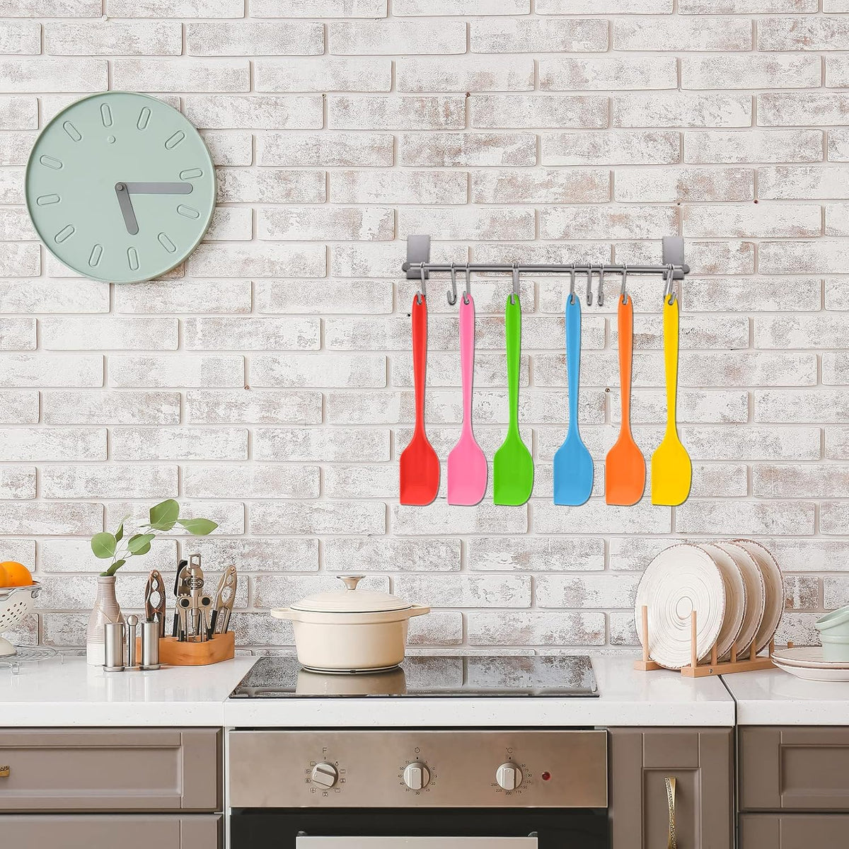 16 Piece 11 Inch Silicone Spatula Set Rubber Spatula Heat Resistant Seamless One Piece Design Non-stick Flexible Scrapers Baking Mixing Tool Dishwasher Safe, 6 Colors