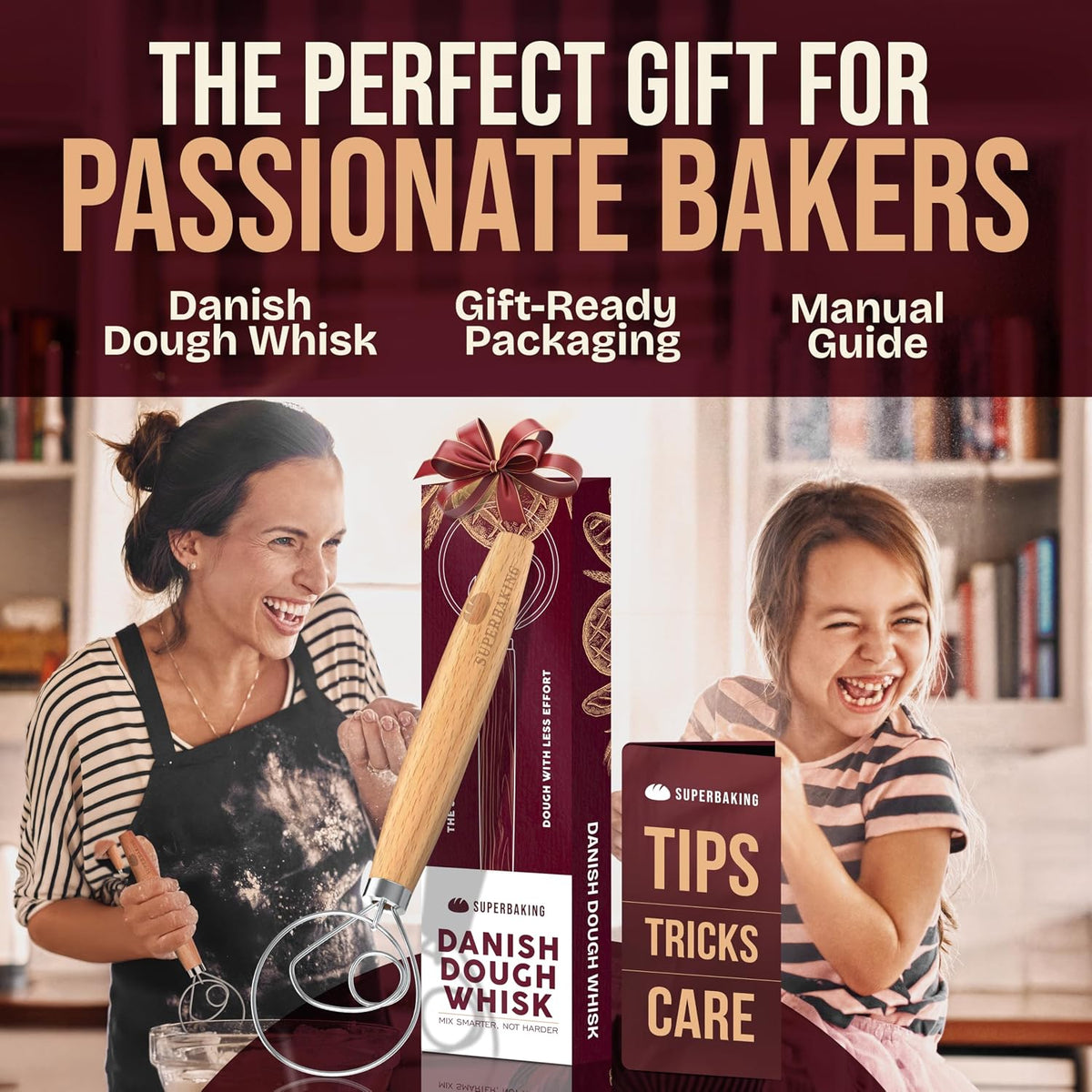 12" Danish Dough Whisk for Bread Mixing