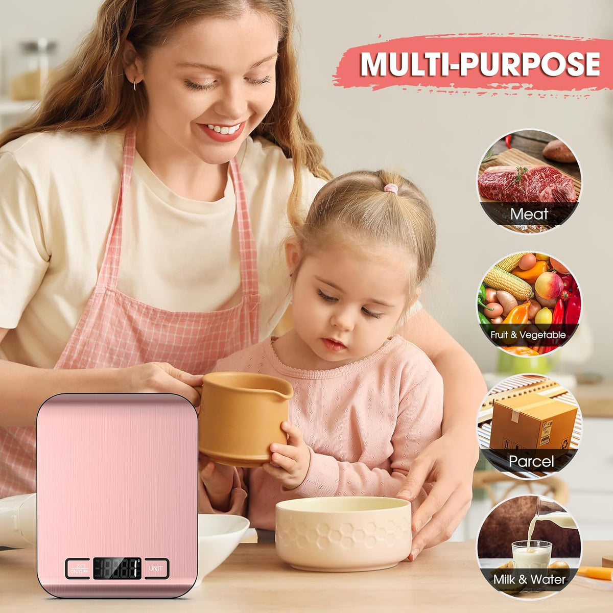 Food Scale, 22lb Digital Kitchen Scale Weight Grams and Ounces for Baking Cooking Coffee Package Postage, 6 Units with Tare Function, LCD Display, Easy Clean Stainless Steel