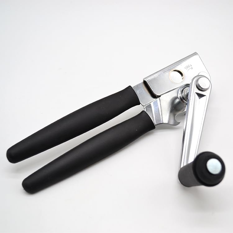 1 Pack Commercial Grade Heavy Duty Manual Can Opener with Easy Crank Folding Handle, Super Thick 20GA 2.0mm Steel with Chrome Plate Finish, Fit All Size Large Cans
