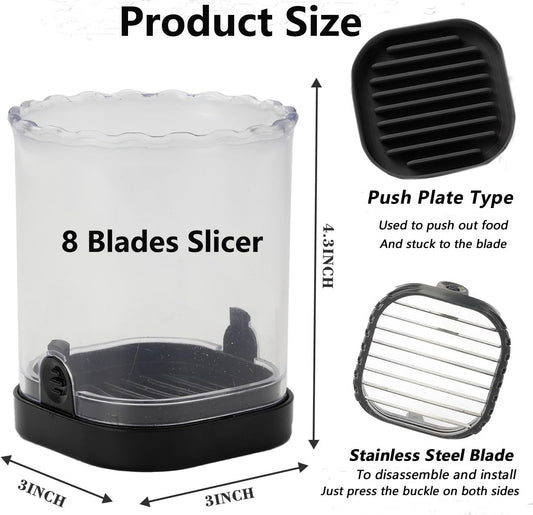Fruit Slicer Cup,Strawberry Cutter Slicer with Stainless Blades for Egg Banana Cucumber Mushroom,Detachable Kitchen Gadget Tool Vegetable Salad Cut Slice -Precision Berry Cutter Black