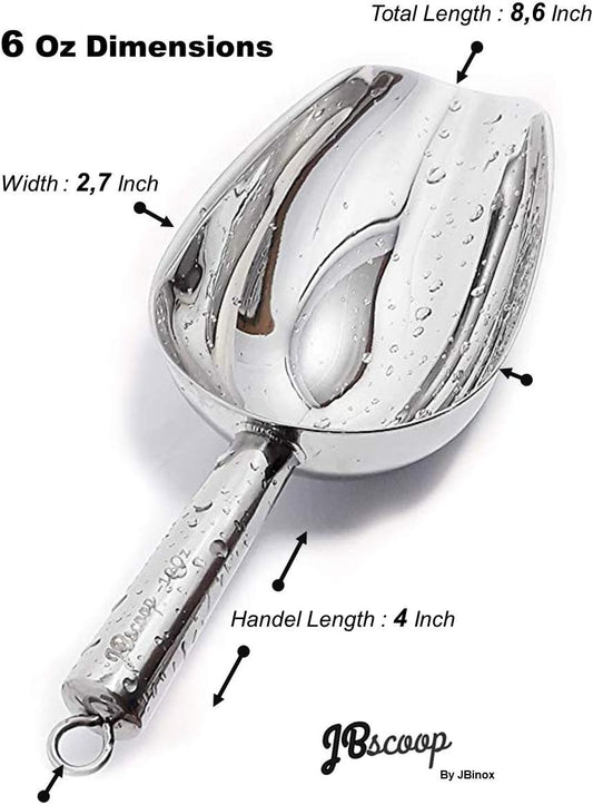Stainless Steel Ice Scoop, Small Metal Food Candy Scoop for Kitchen Bar Party Wedding - 6 Oz