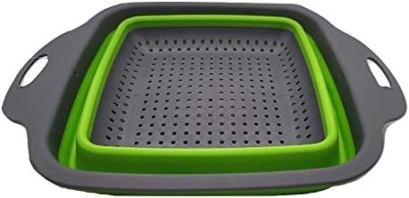 Space Saving Collapsible Silicone Kitchen Colander Food Strainer (Red)