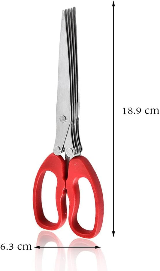 Shredder Scissors Multipurpose Multi-Blade Cutting Shears with Stainless Steel 5 Blades (Red)