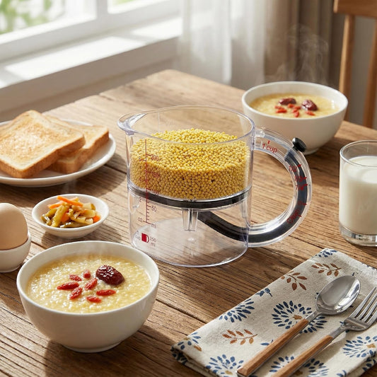4 in 1 Adjustable Measuring Cup with Self-Cleaning Scraper Base, Space-Saving Kitchen Tool with 1/4 to 1 Cup Capacity for Baking Cooking & Meal Prep