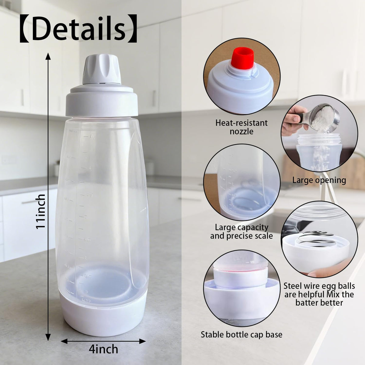 2 Packs of Pancake Batter Dispenser,1000ml Squeeze Pancake Dispenser