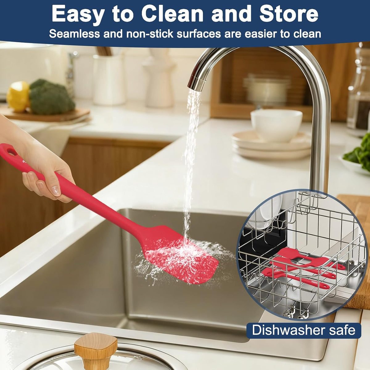 4 Pcs Silicone Spatula Set, 11.4 In, 600°F Heat Resistant (Blue)