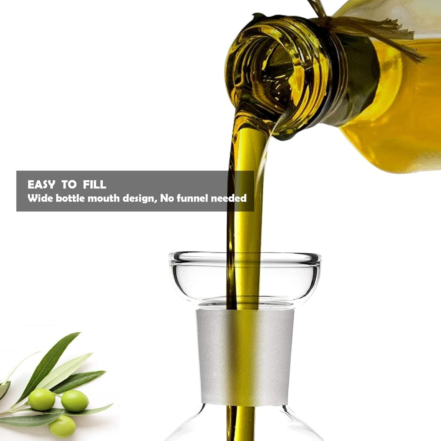 5 oz / 150 ml No Funnel Needed Olive Oil & Vinegar Dispenser Glass Cruet Decanter for Kitchen,Lab glassware seal handicraft Keeps Fresh Longer