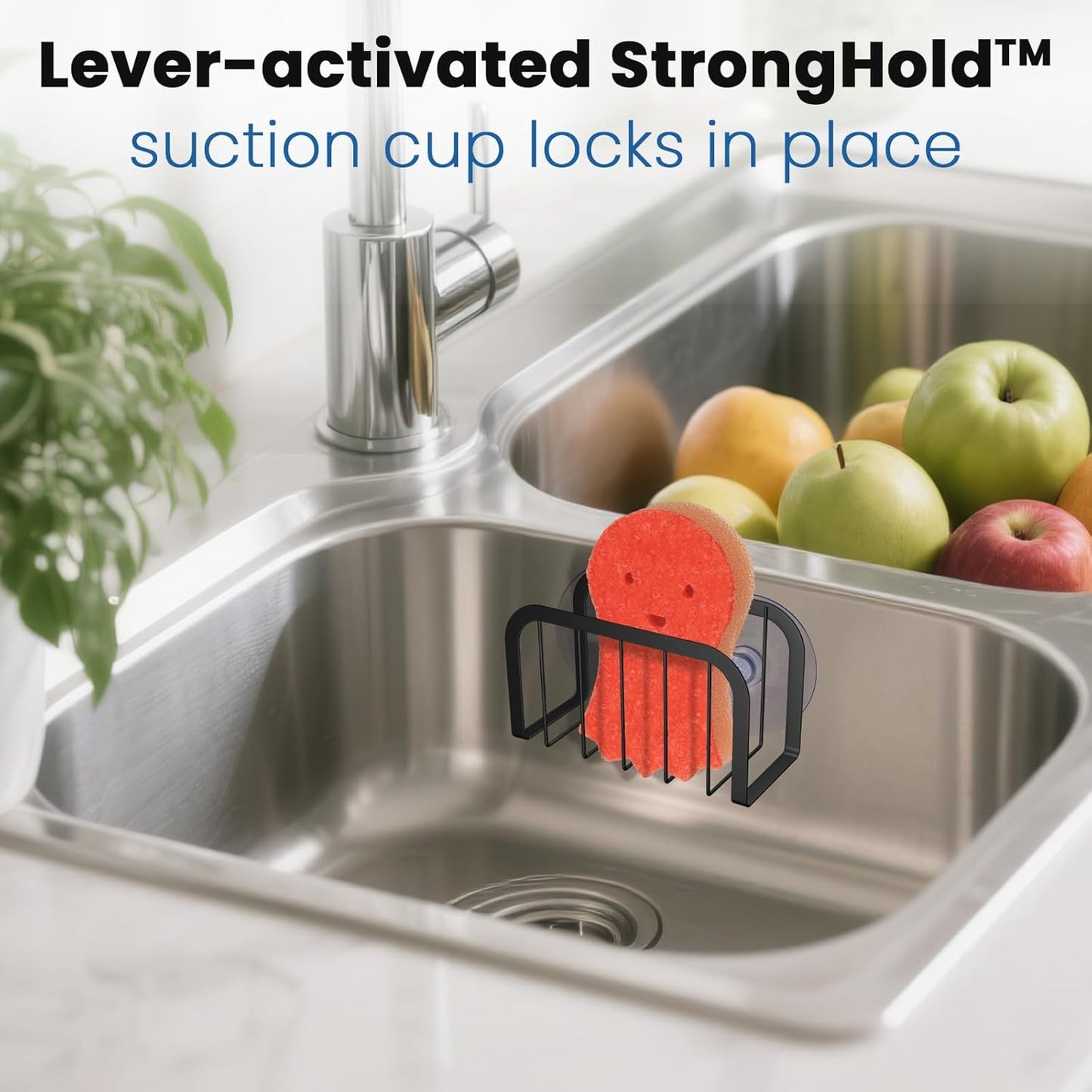 Sponge Holder for Kitchen Sink, Kitchen Sponge Holder, Sink Caddy for Sponges, Scrubbers, Soap(Silver)