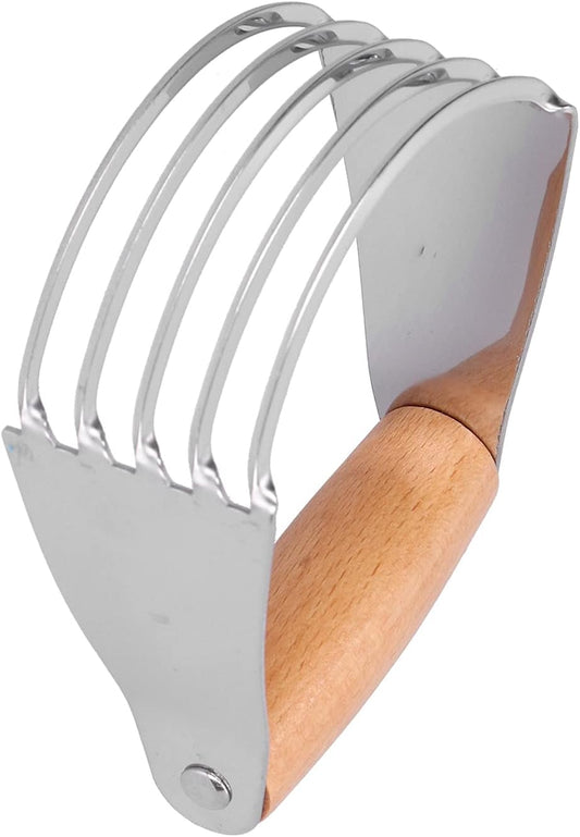 Stainless Steel Heavy Duty Dough Blender and Cutter for Baking, Professional Pastry Blender for Kitchen Supplies, NonSlip Pastry Cutter for Pies and Biscuits (Wood Color)
