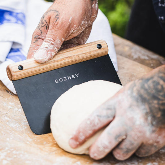 Dough Cutter, Wood Handle Pizza Dough Cutter, Stainless Steel | Tapered Blade Length 6 1/2" Bench Scraper and Chopper