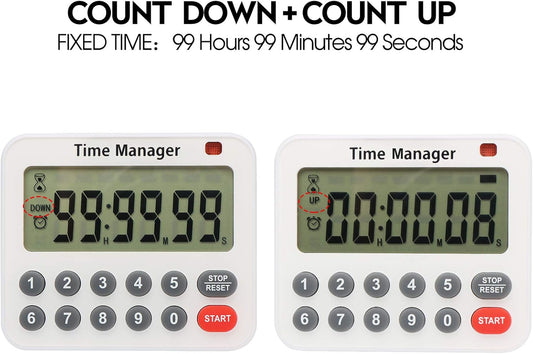 Magnetic Digital Kitchen Timer with Direct Numerical Keypad, Loud Alarm - 99Hr Countdown Count Up Timer for Cooking Baking Classroom, Batteries Included