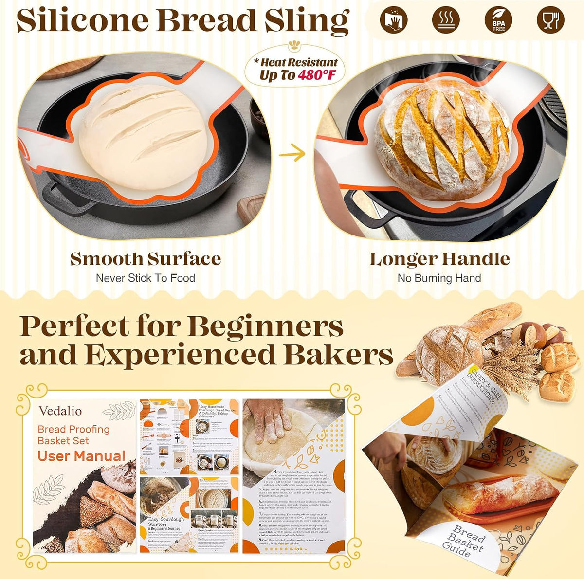 Sourdough Starter Kit with Bread Proofing Baskets, Jars, Baking Essentials