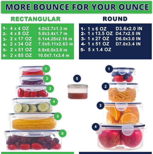 50 Pcs Large Food Storage Containers with Lids Airtight-85 OZ to small Containers-Total 526OZ Stackable Kitchen Set -BPA Free Leak proof containers- Freezer Microwave safe