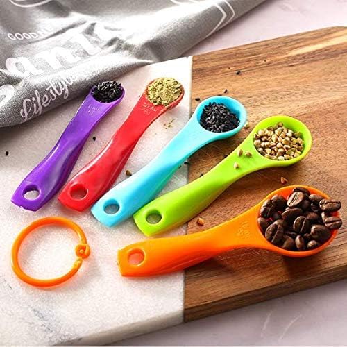 5 Pcs Colorful Plastic Measuring Spoons Plastic Teaspoon 1/2.5/5/7.5/15ml Measuring Spoon for Baking Coffee Tea, Measure Tool, Kitchen Accessories