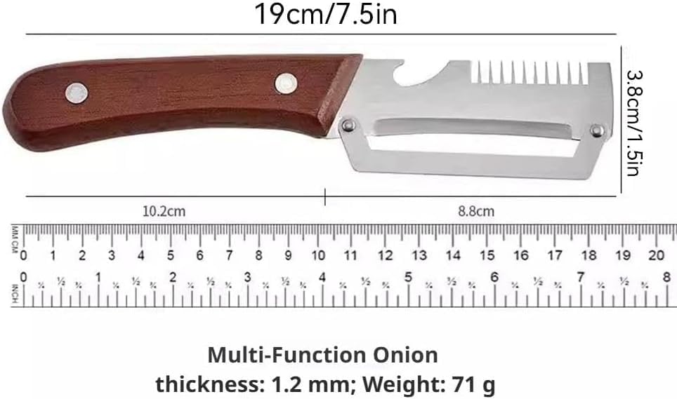 2PCS 3-in-1 Multifunctional Vegetable Peeler, Multifunctional Stainless Steel Peeler, Wooden Peeler, with Bottle Opener & Green Onion Comb Teeth, Kitchen Peeling Tool 