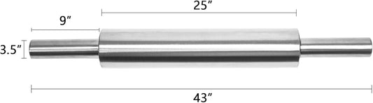 17-Inch Stainless Steel Rolling Pin for Baking - Heavy Duty Metal Dough Roller with Non-Slip Handles for Pizza, Chapati, Cookies & Pastry - Dishwasher Safe