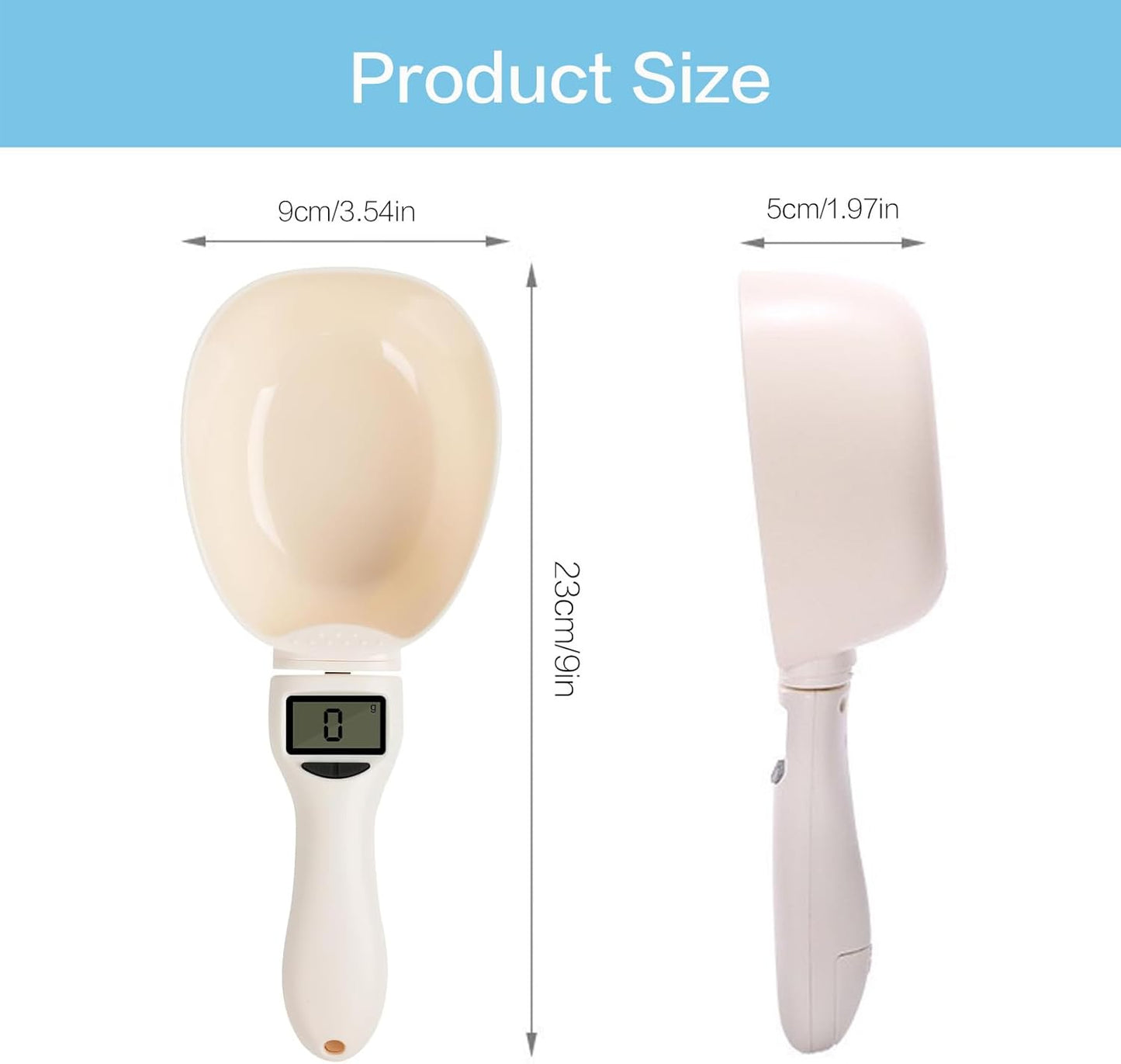 Digital Measuring Spoon Scale, Electronic Kitchen Measuring Spoon Scale for Cooking Baking, Grams and Ounces, Smart Adjustable Measure Cup with LCD Screen for Home Cooks Bakers Pet Owners