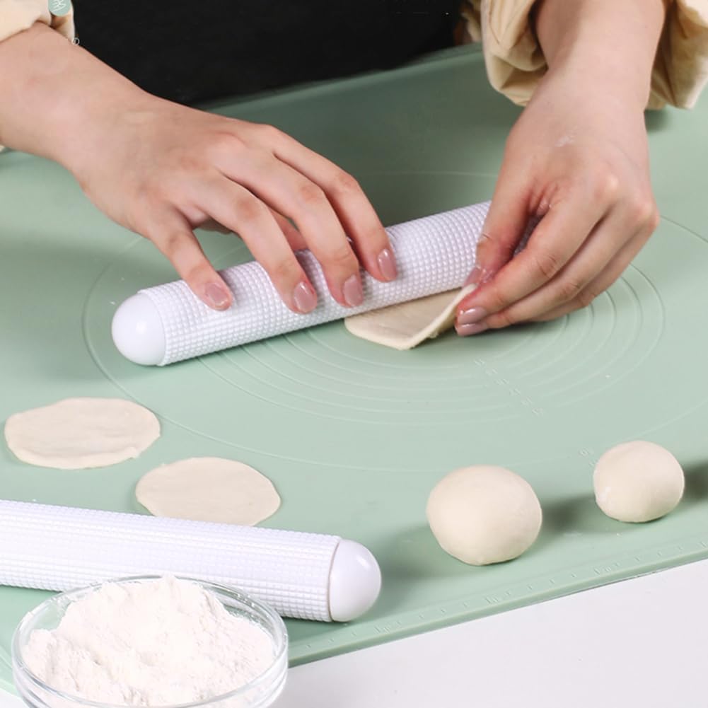 Growtail Rolling Pin Fondant Cake Dough Roller Plastic Non-stick Kitchen Rolling Pin for Cake Bread Set of 2