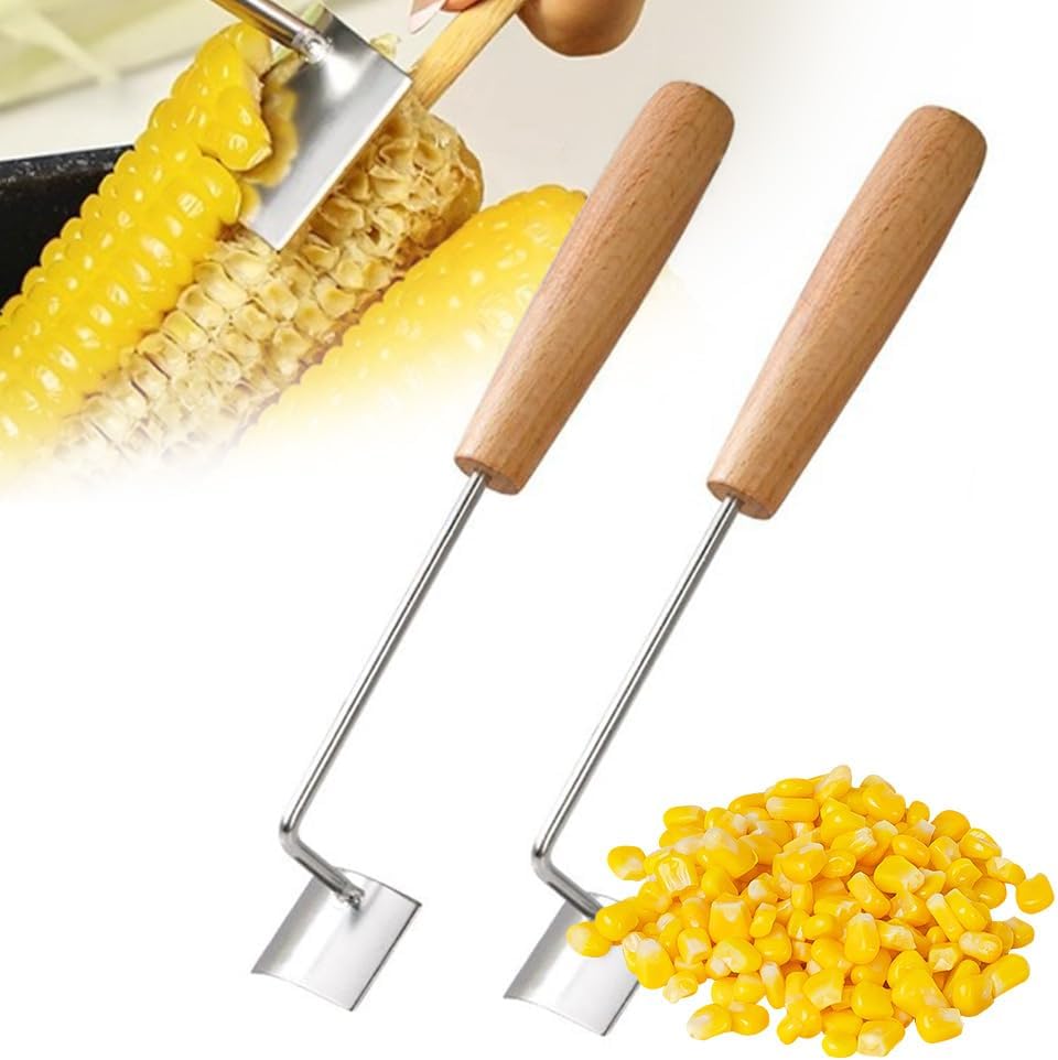 2PCS Corn Peeler, 2026 New Corn Cob Stripper Tool Stainless Steel Corn Peeler for Corn on the Cob Kitchen Gadget Corn On Cob Remover Cutter Tool