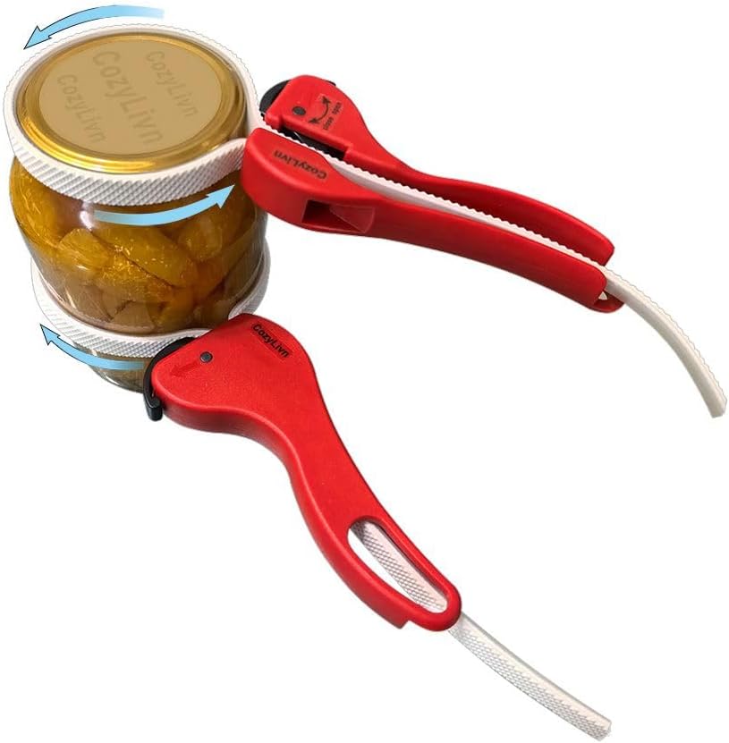 Arthritis-Friendly Jar & Bottle Opener for Tight Lids – Adjustable Silicone Belt Wrench Opens All Screw-Top Jars and Bottles, Self-Locking Grip for Weak Hands, Seniors & Kitchen Use (1 Pack)