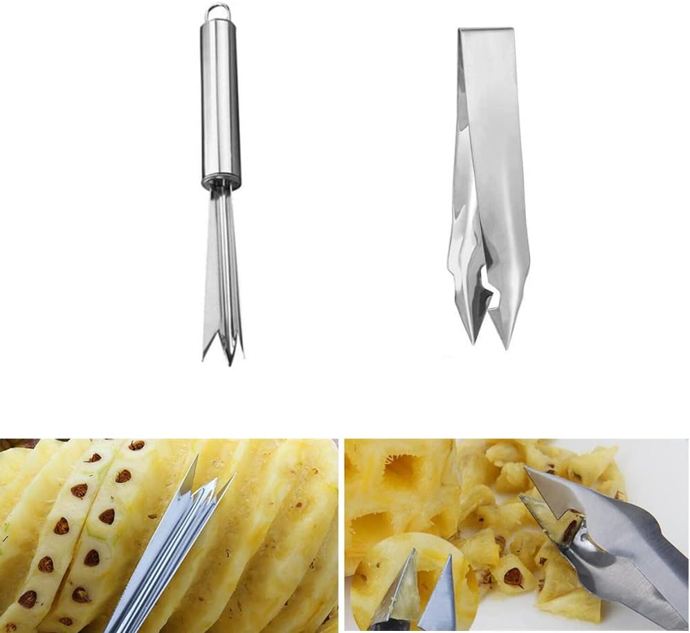 4Pack Pineapple Eye Peeler Remover Tool, Stainless Steel V Shape Pineapple Eye Cutter Removing Fork, Pineapple Eye Clip Kitchen Tools
