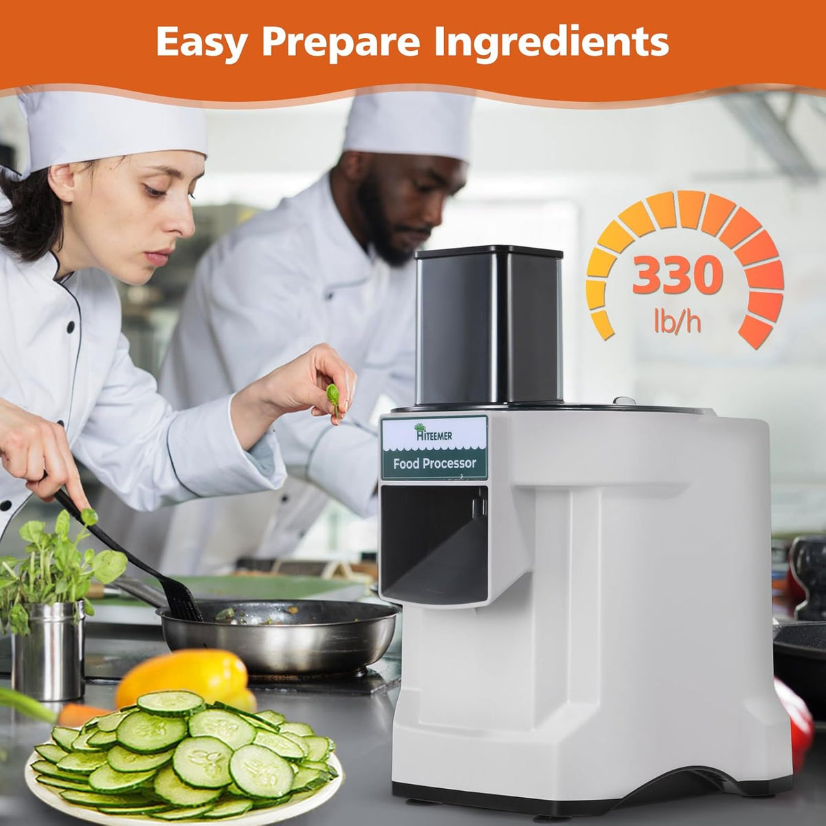 5-In-1 Electric Vegetable Chopper, Commercial Vegetable Slicer | Stainless Steel Blades, 100W Motor, Dual Chutes, Veggie Dicer with Slicing Shredding Striping, for Onion Potato Cabbage Fruit