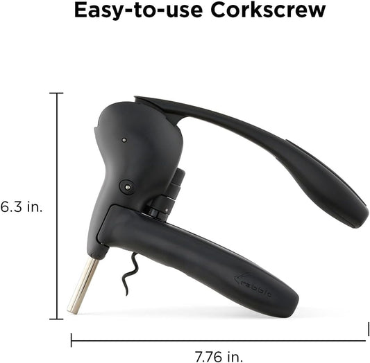 Rabbit Original Lever Corkscrew Wine Opener with Foil Cutter and Extra Spiral (Silver)