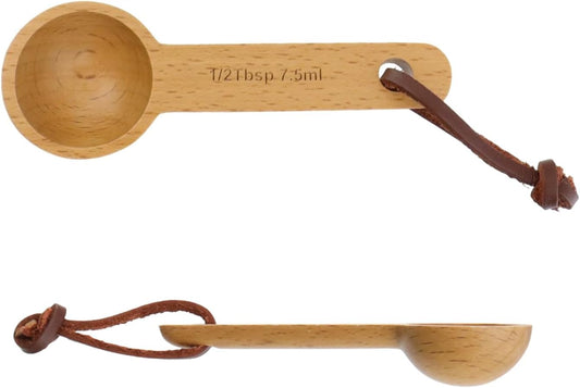 30ml Wood Measuring Spoon and Scoop Wooden Tablespoon 30ml Measuring Scoop 2 TBSP Retro Coffee Spoons for Dry Ingredients Ground Tea Spice (Wood Color, 2TBSP)