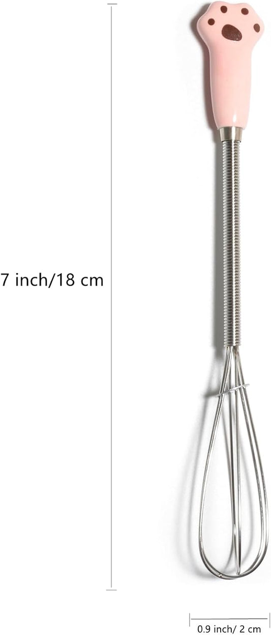 Mini Whisks 7 inch 5Pcs cat paw Stainless Whisk, Hand Egg Mixer for Flour Cake Egg, Kitchen Cooking Baking Use Whisk