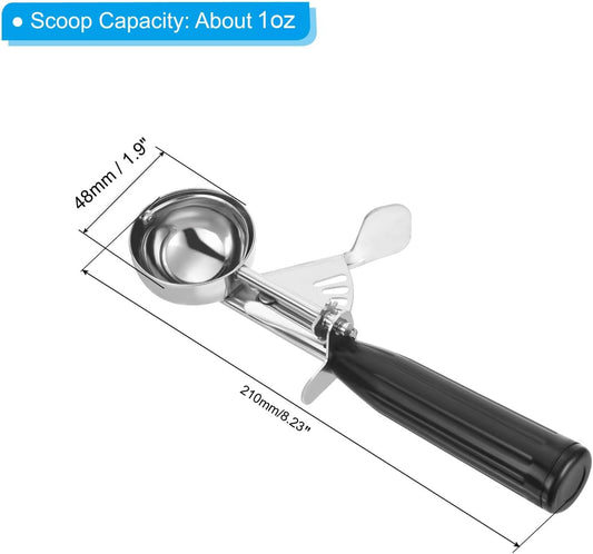PATIKIL 3/4 Ounce Ice Cream Scoop with Trigger, Stainless Steel Portion Cookie Scoop with Thumb Trigger for Cookie Dough Cupcake Batter Baking, Purple 22ML