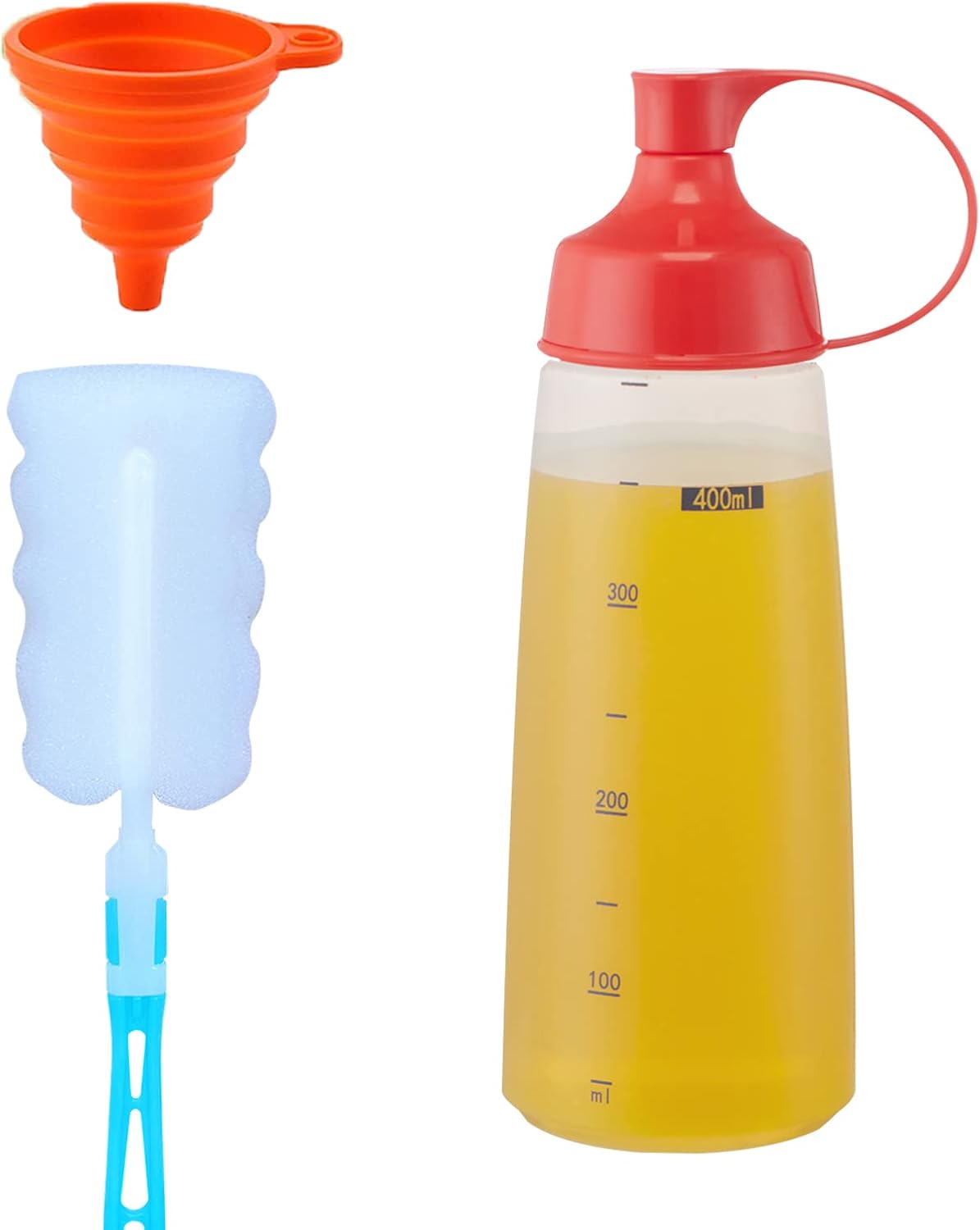 Condiment Squeeze Bottles for Sauces Pancake Batter Plastic - Wide Mouth Kitchen Ketchup Mustard Squirt Bottle Empty Dispenser for Icing Oil Salad Food Liquid for Griddle BBQ(4 PCS, 18 oz.)
